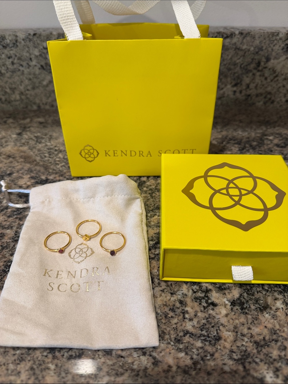 Kendra Scott Gold-Tone Stackable Ring Set with Pink and Purple Stones